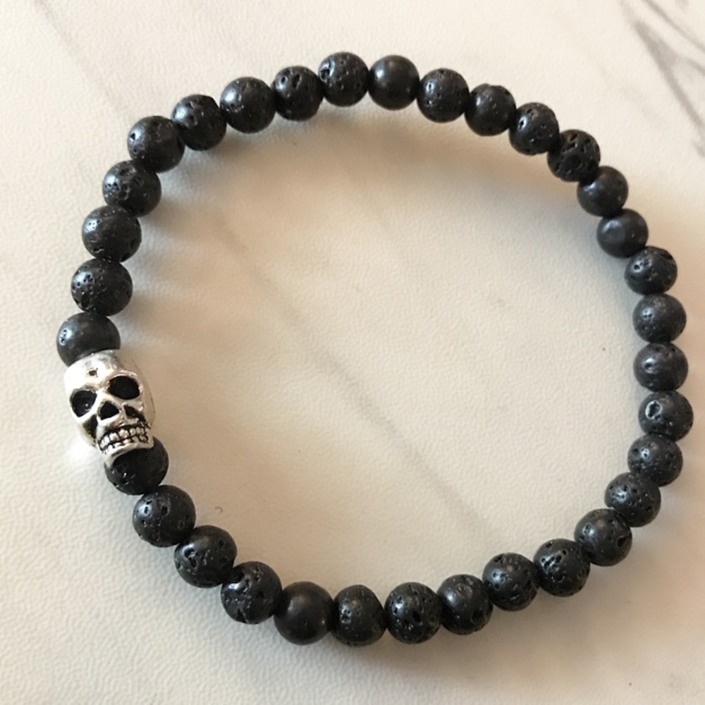 🔴SALE ! Men or women Lava rock skull bracelet - Picture 6 of 7